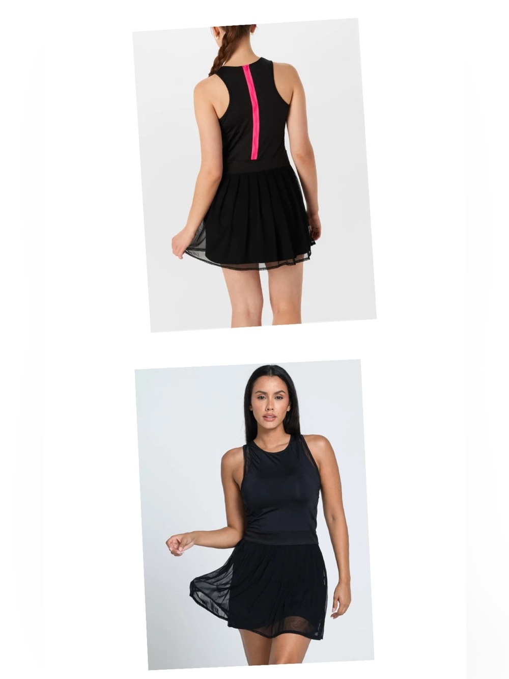 Lucky in Love Black Tennis Dress with Hot Pink Back Zip Accent